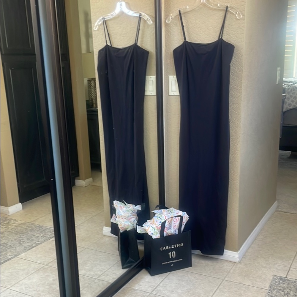 Fabletics Black Sheath Maxi Dress Spaghetti Strap